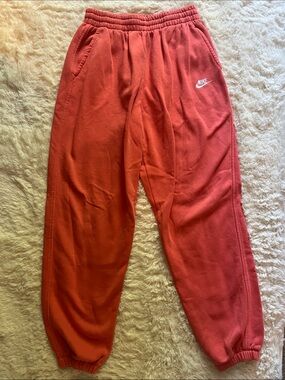 Nike Kids Coral-Red Jogger Sweatpants with Logo